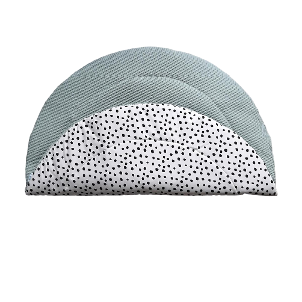 Boxkleed Rond Oud groene wafelstof / Wit tricot Dots