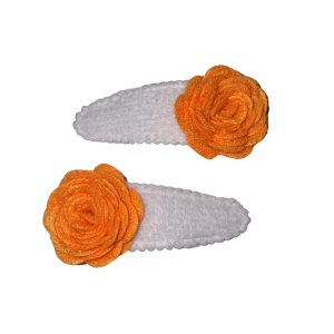 Haarknipjes Bloem Oranje wit